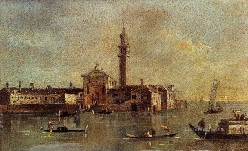  Island Oil Painting - View Of The Island Of San Giorgio In Alga Venice Venetian School Francesco Guardi